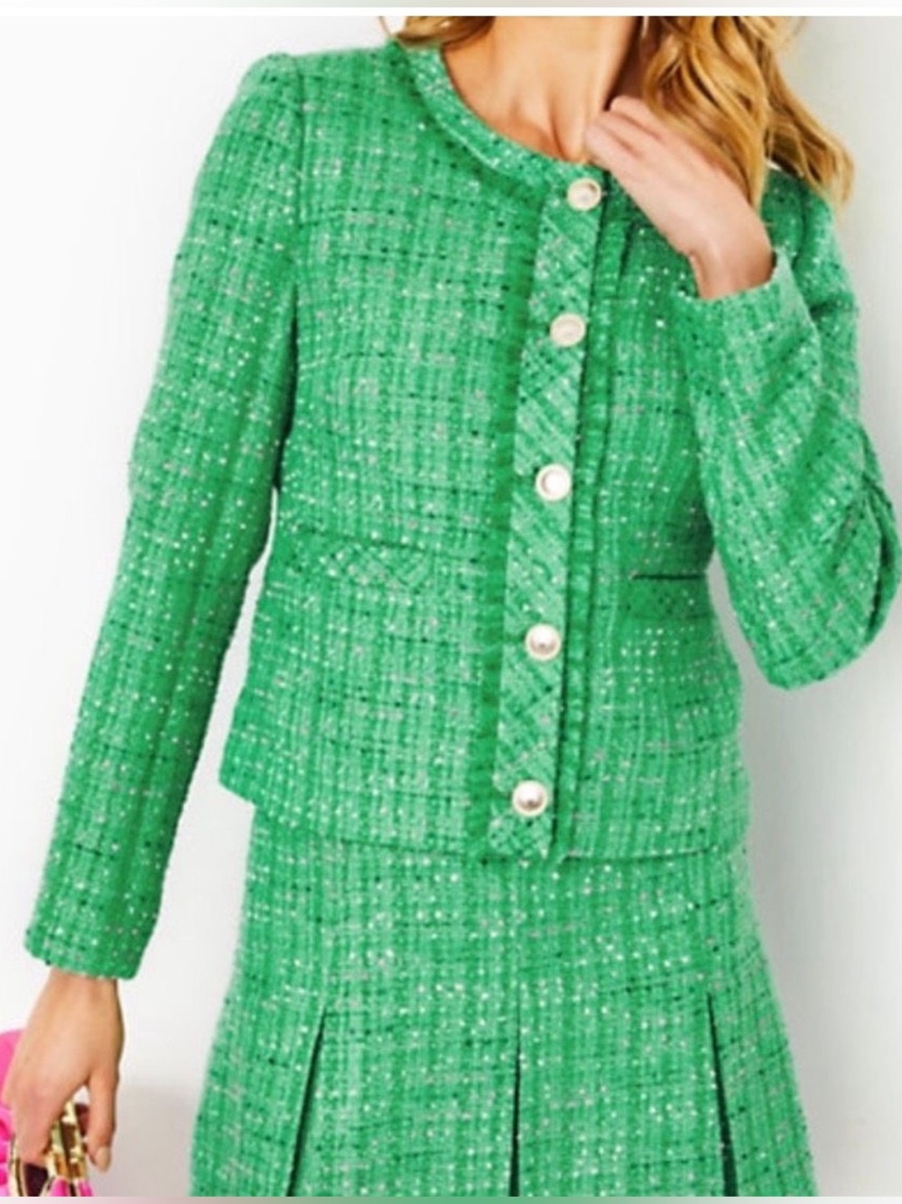 Lilly Pulitzer Gilmore Jacket Kelly Green Palm Beach Boucle size 10